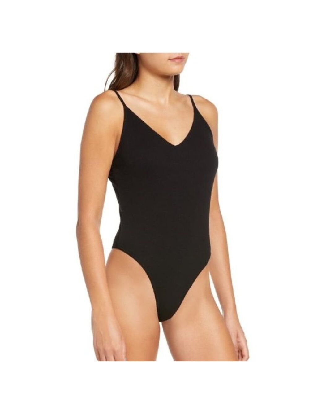 BP. V-Neck Ribbed Thong Bodysuit
